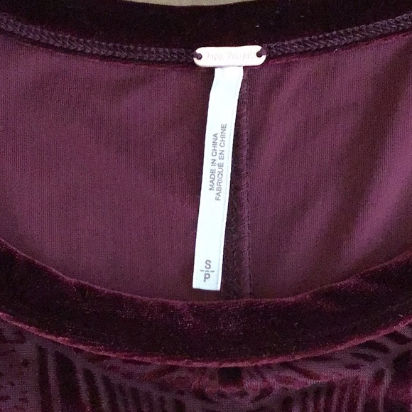 NWT FREE PEOPLE VELVET BURGUNDY  TOP - Picture 6 of 9